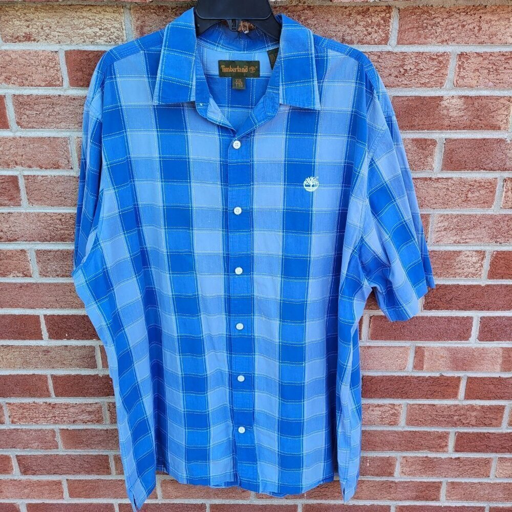 Vintage Timberland Plaid Shirts Men's Size XXL Short Sleeve Button Up Lot of 2